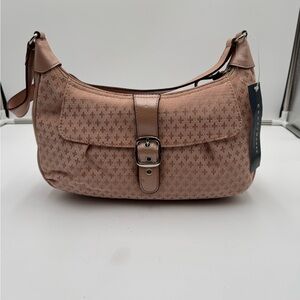 Crazy Horse Liz Claiborne Cambridge Shoulder Bag Papaya Pink Fleur-de-Lis  NWT